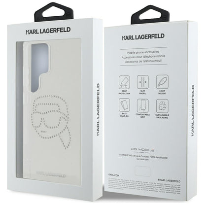 Custodia per Samsung Galaxy S25 Ultra S938, Karl Lagerfeld, IML Rhinestones Karl's Head, Trasparente