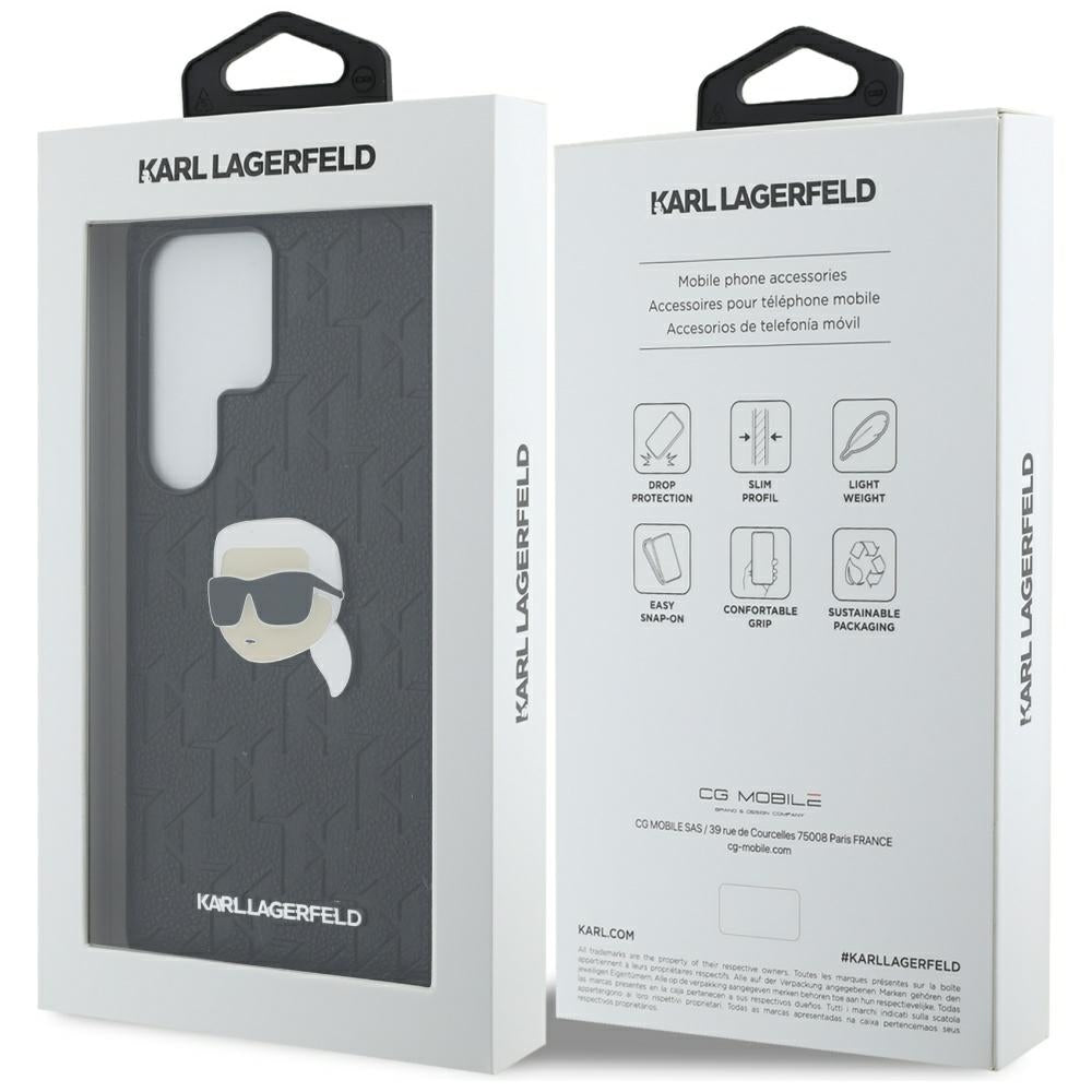 Custodia per Samsung Galaxy S25 Ultra S938, Karl Lagerfeld, Monogram Karl's Head, Nera