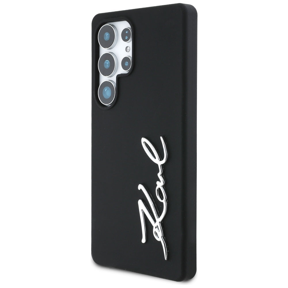 Custodia per Samsung Galaxy S25 Ultra S938, Karl Lagerfeld, Silicone Sign Metal Logo, Nera