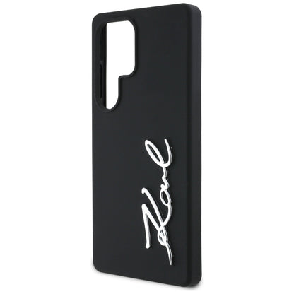 Custodia per Samsung Galaxy S25 Ultra S938, Karl Lagerfeld, Silicone Sign Metal Logo, Nera