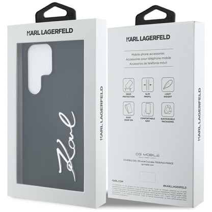 Custodia per Samsung Galaxy S25 Ultra S938, Karl Lagerfeld, Silicone Sign Metal Logo, Nera