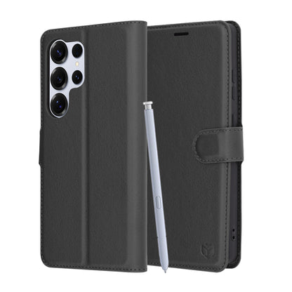 Custodia per Samsung Galaxy S25 Ultra S938, Techsuit, Leather Folio, Nera
