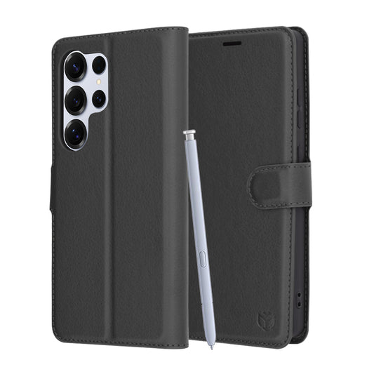 Custodia per Samsung Galaxy S25 Ultra S938, Techsuit, Leather Folio, Nera