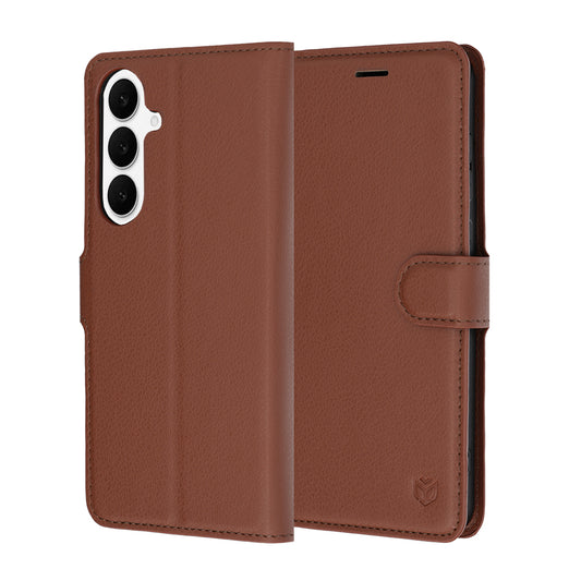 Custodia per Samsung Galaxy S26 FE / S25 FE, Techsuit, Leather Folio, Marrone