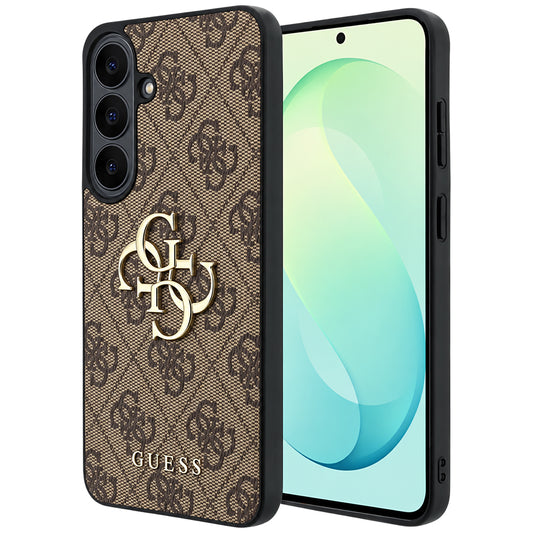 Custodia per Samsung Galaxy S26 FE S741, Guess, Logo Metallico 4G, Marrone