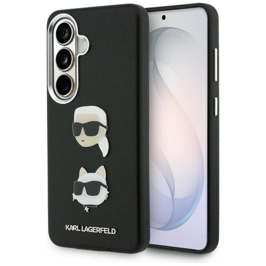 Custodia per Samsung Galaxy S26 Plus S947, Karl Lagerfeld, Saffiano Karl & Choupette's Head Pin, Nera