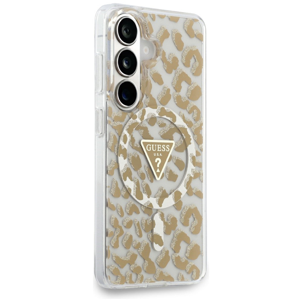 Custodia MagSafe per Samsung Galaxy S26 S942, Guess, IML Leopard Pattern, Marrone
