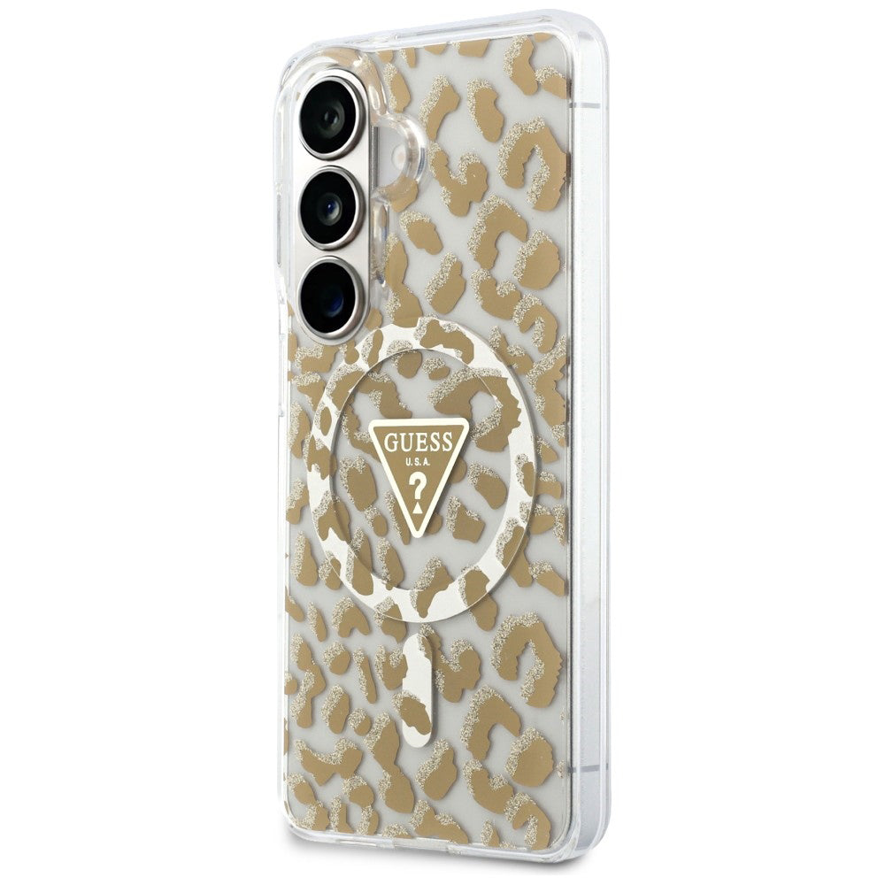 Custodia MagSafe per Samsung Galaxy S26 S942, Guess, IML Leopard Pattern, Marrone