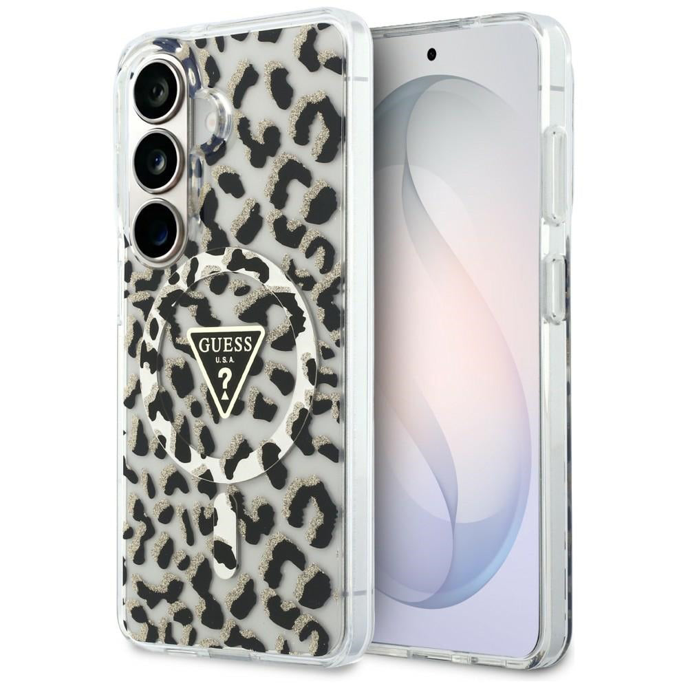 Custodia MagSafe per Samsung Galaxy S26 S942, Guess, IML Leopard Pattern, Nera