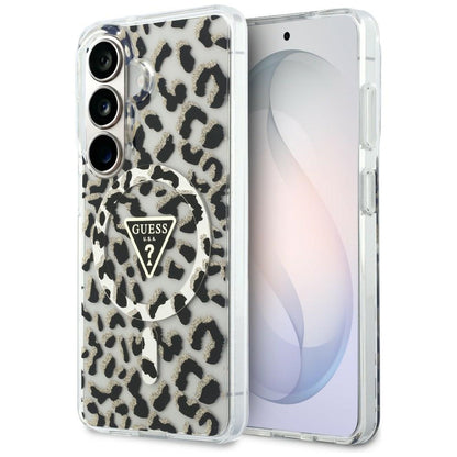 Custodia MagSafe per Samsung Galaxy S26 S942, Guess, IML Leopard Pattern, Nera