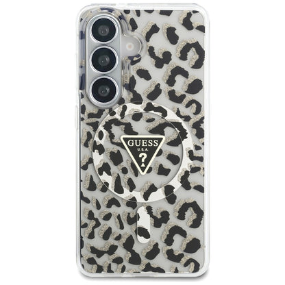 Custodia MagSafe per Samsung Galaxy S26 S942, Guess, IML Leopard Pattern, Nera