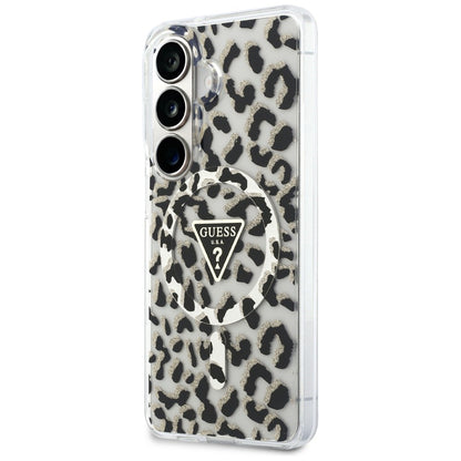 Custodia MagSafe per Samsung Galaxy S26 S942, Guess, IML Leopard Pattern, Nera