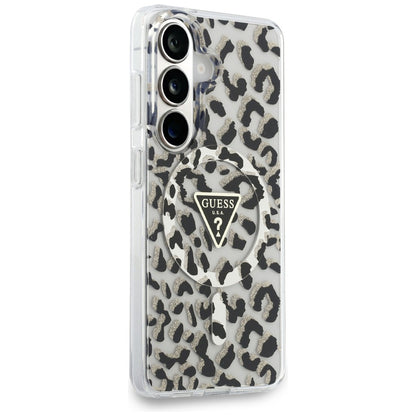 Custodia MagSafe per Samsung Galaxy S26 S942, Guess, IML Leopard Pattern, Nera