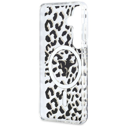 Custodia MagSafe per Samsung Galaxy S26 S942, Guess, IML Leopard Pattern, Nera