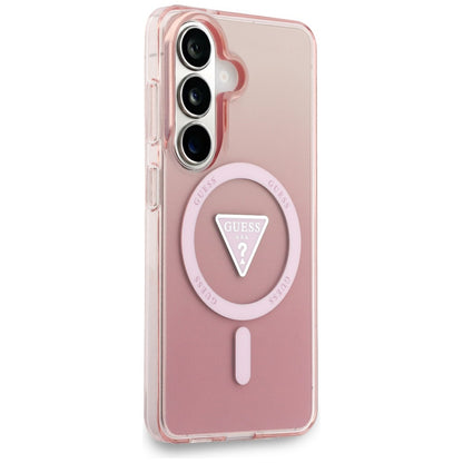 Custodia MagSafe per Samsung Galaxy S26 S942, Guess, IML Gradient Triangle Logo, Rosa