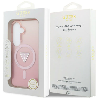 Custodia MagSafe per Samsung Galaxy S26 S942, Guess, IML Gradient Triangle Logo, Rosa