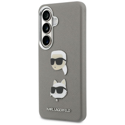 Custodia per Samsung Galaxy S26 S942, Karl Lagerfeld, Saffiano Karl & Choupette's Head Pin, Grigio