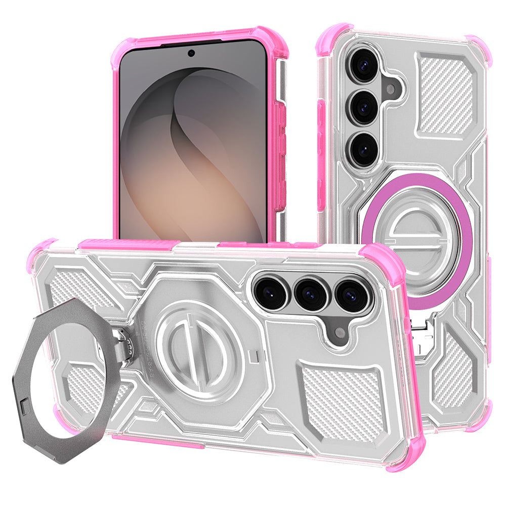 Custodia per Samsung Galaxy S26 S942, Techsuit, Carbon Shield Pro, Rosa.