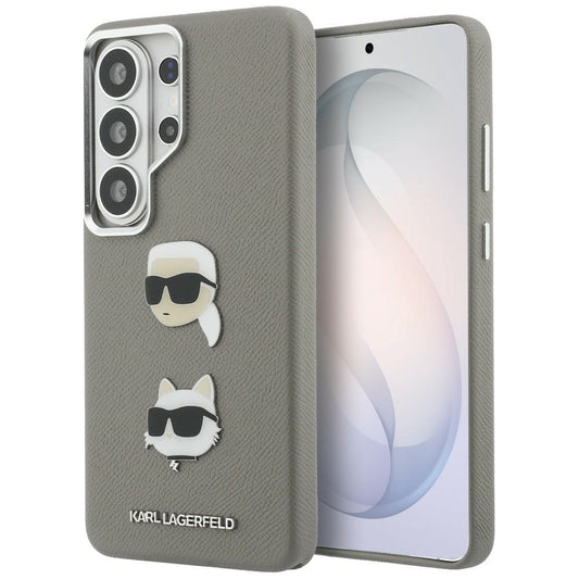 Custodia per Samsung Galaxy S26 Ultra S948, Karl Lagerfeld, Saffiano Karl & Choupette's Head Pin, Grigio