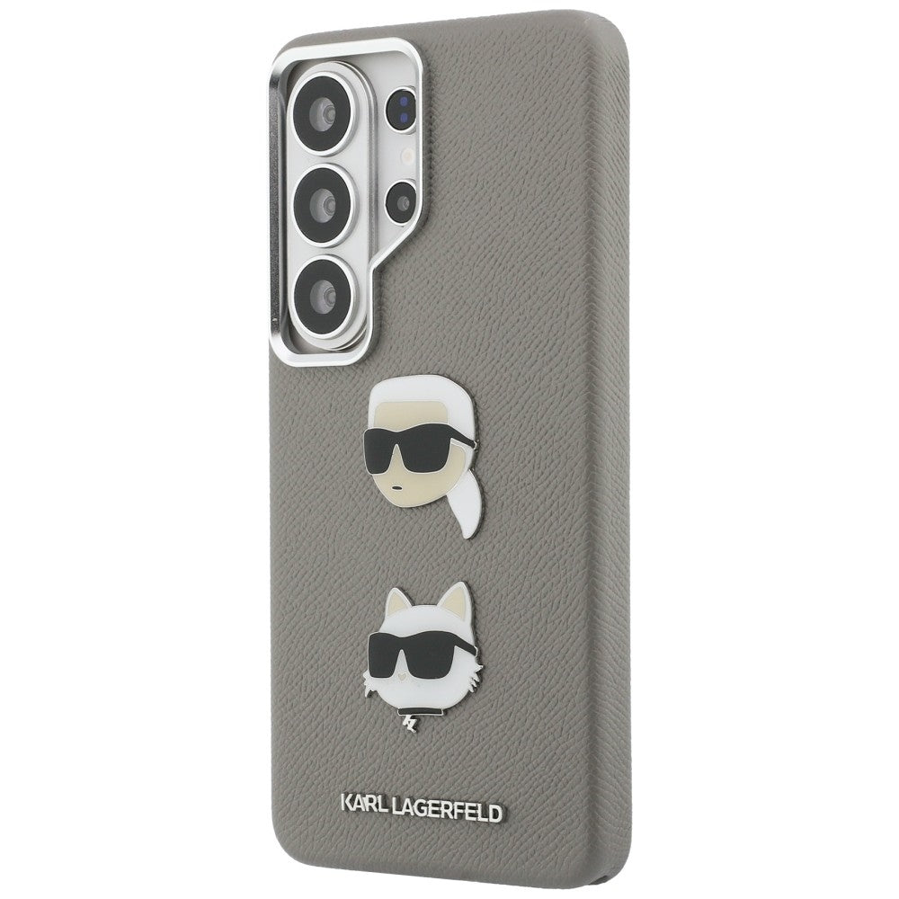Custodia per Samsung Galaxy S26 Ultra S948, Karl Lagerfeld, Saffiano Karl & Choupette's Head Pin, Grigio