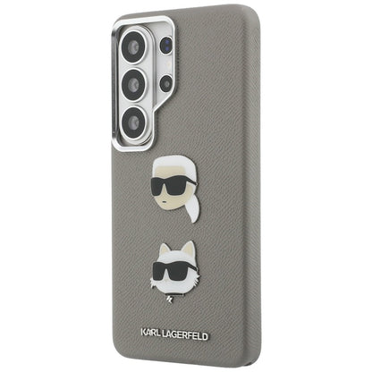 Custodia per Samsung Galaxy S26 Ultra S948, Karl Lagerfeld, Saffiano Karl & Choupette's Head Pin, Grigio