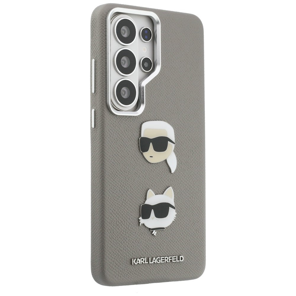 Custodia per Samsung Galaxy S26 Ultra S948, Karl Lagerfeld, Saffiano Karl & Choupette's Head Pin, Grigio