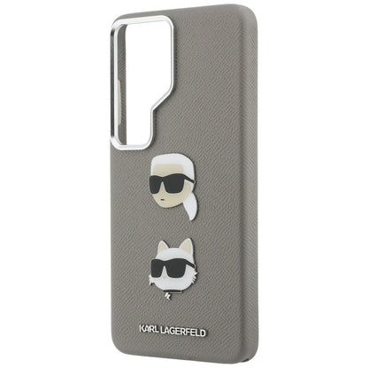 Custodia per Samsung Galaxy S26 Ultra S948, Karl Lagerfeld, Saffiano Karl & Choupette's Head Pin, Grigio