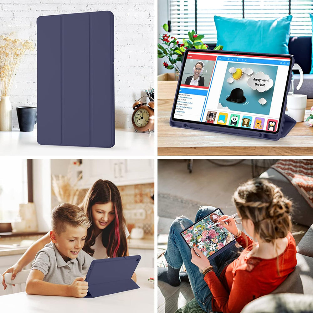 Custodia per Samsung Galaxy Tab S6 Lite (2024) / Tab S6 Lite (2022) / Tab S6 Lite (2020), Techsuit, Flex Trifold, Blu scuro