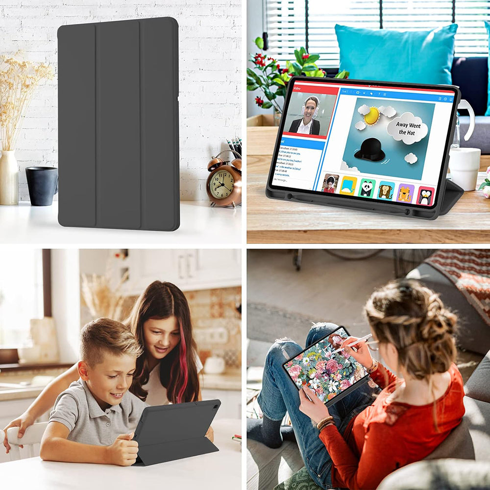 Custodia per Samsung Galaxy Tab S6 Lite (2024) / Tab S6 Lite (2022) / Tab S6 Lite (2020), Techsuit, Flex Trifold, Nera