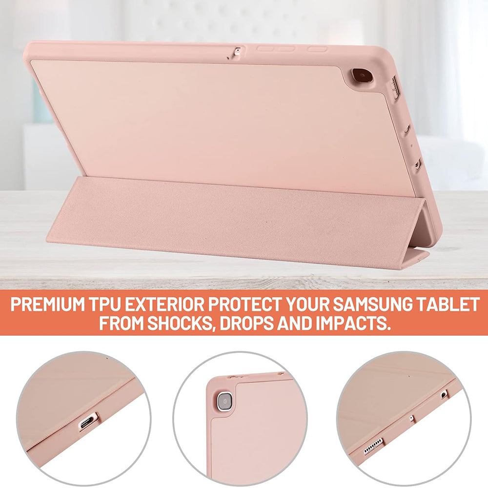 Custodia per Samsung Galaxy Tab S6 Lite (2024) / Tab S6 Lite (2022) / Tab S6 Lite (2020), Techsuit, Flex Trifold, Rosa