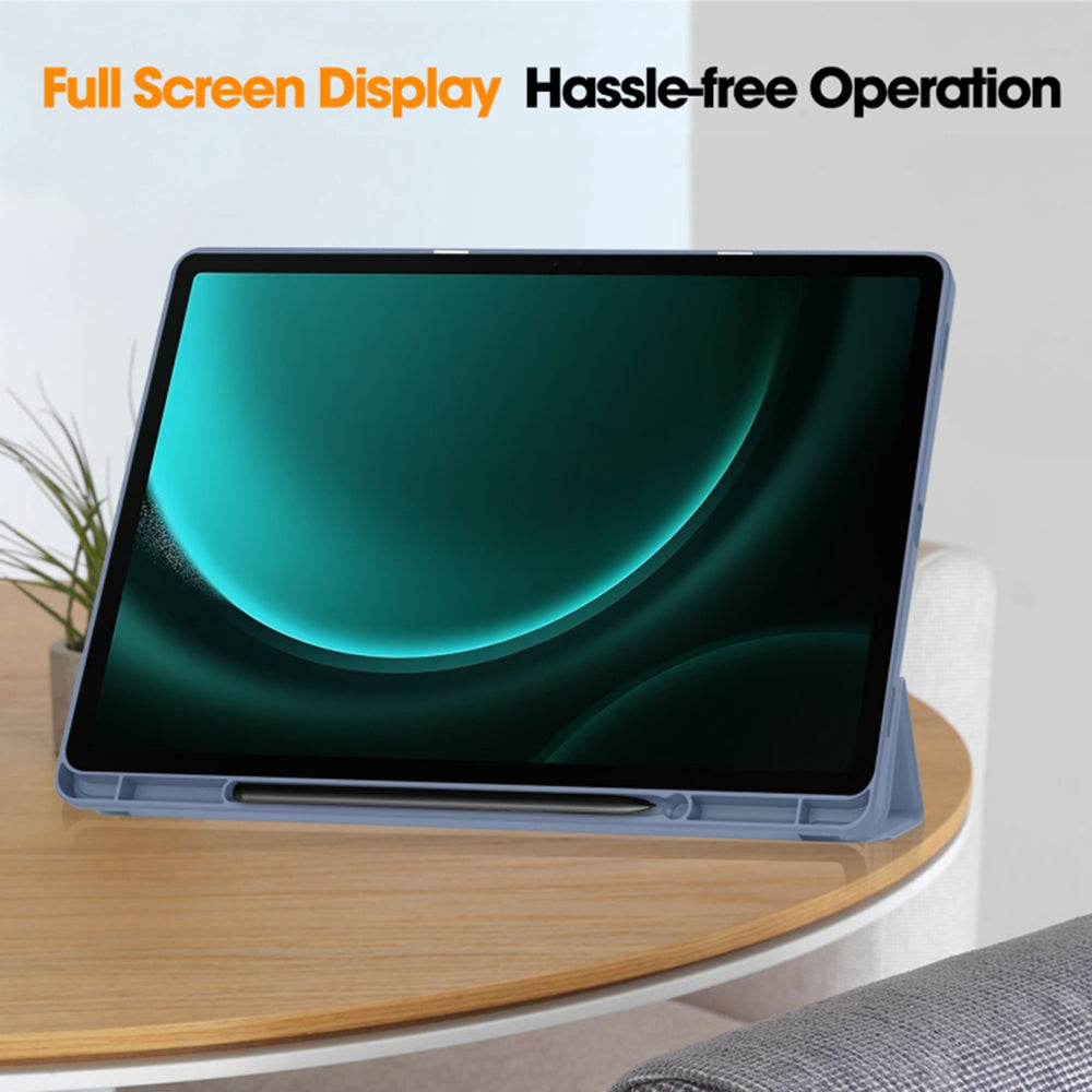Custodia per Samsung Galaxy Tab S9 FE+, Techsuit, Flex Trifold, Blu Navy