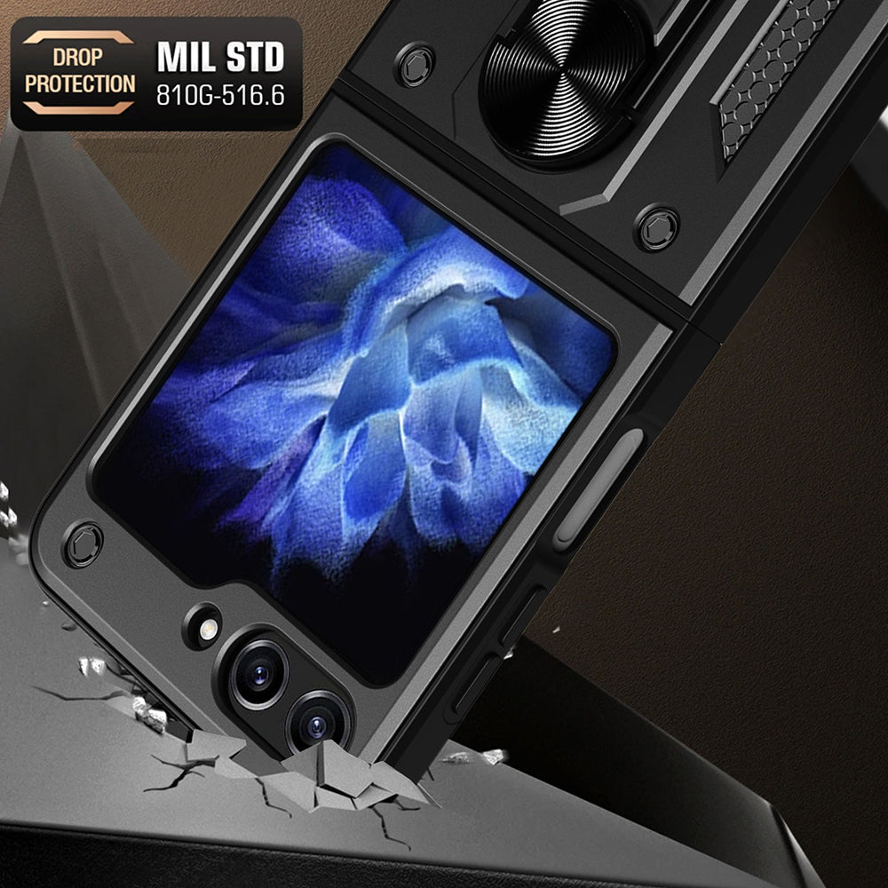 Custodia per Samsung Galaxy Z Flip5 F731, Techsuit, CamShield, Nera