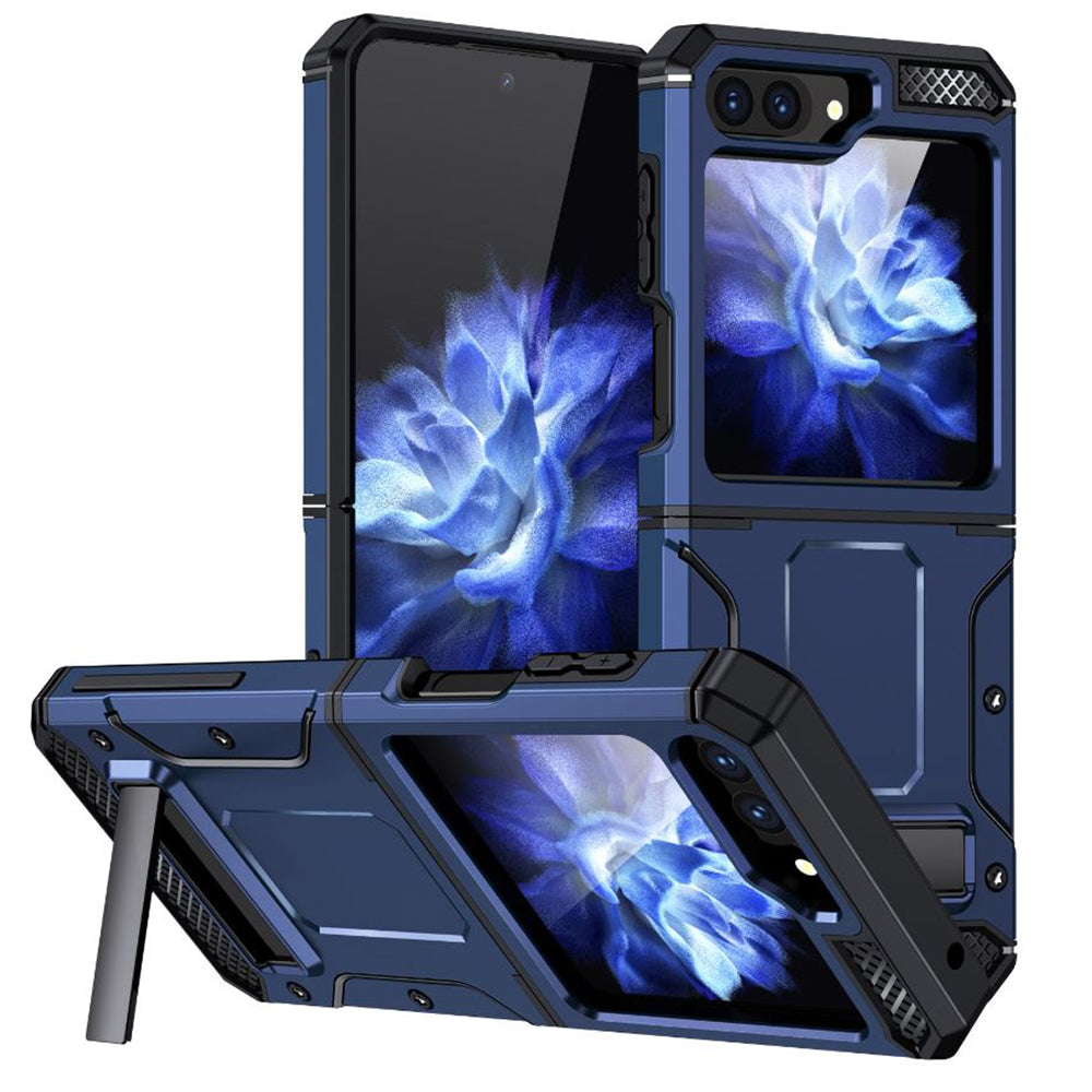 Case for Samsung Galaxy Z Flip5 F731, Techsuit, Hybrid Armor Kickstand, Blue