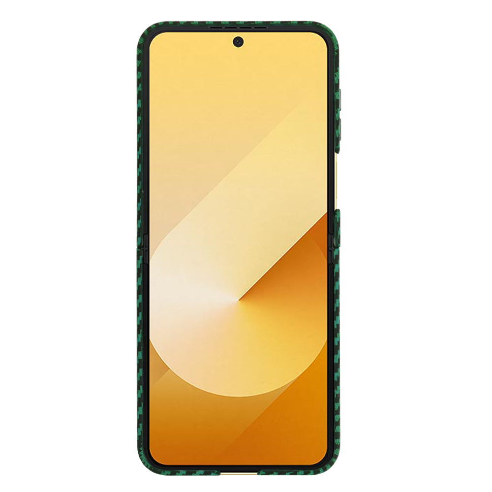 Custodia per Samsung Galaxy Z Flip7 FE F761 / Z Flip6 F741, Techsuit, Carbonite FiberShell, Verde