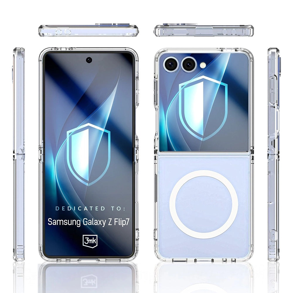 Custodia MagSafe per Samsung Galaxy Z Flip7 F766, 3MK, Armor MagCase, Trasparente