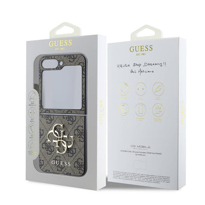Custodia per Samsung Galaxy Z Flip7 F766, Guess, 4G Metal Logo, Marrone