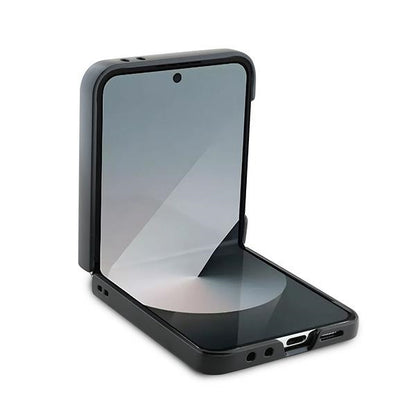 Custodia per Samsung Galaxy Z Flip7 FE F761 / Z Flip6 F741, Karl Lagerfeld, Saffiano Karl & Choupette Metal, Nera