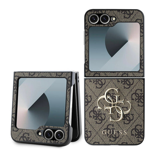 Custodia per Samsung Galaxy Z Flip7 FE F761 / Z Flip6 F741, Guess, 4G Metal Logo, Marrone
