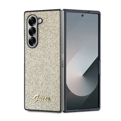 Custodia per Samsung Galaxy Z Fold6 F956, Guess, Glitter Script, Dorata