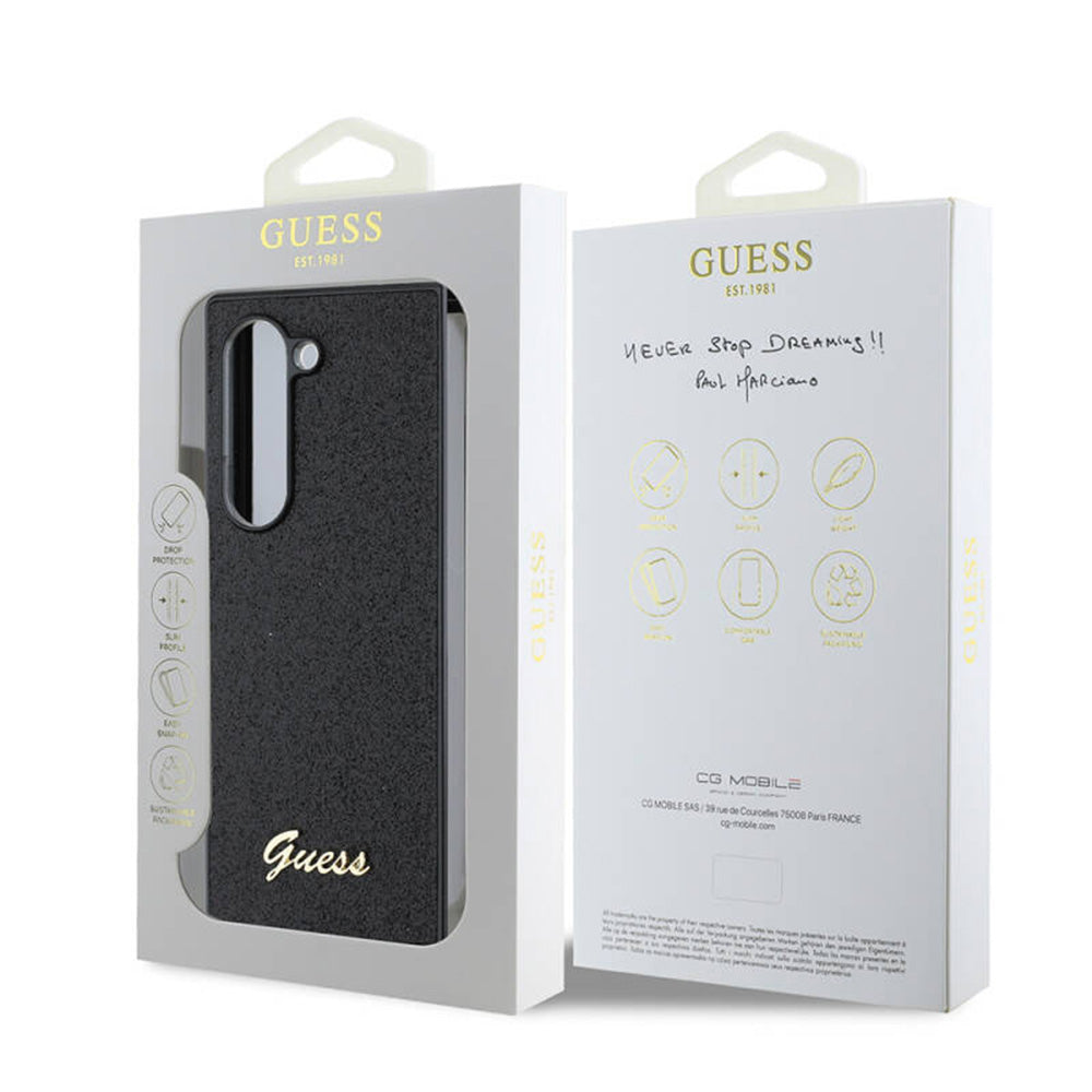Custodia per Samsung Galaxy Z Fold6 F956, Guess, Glitter Script, Nera