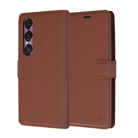 Case for Sony Xperia 1 VI, Techsuit, Leather Folio, Brown