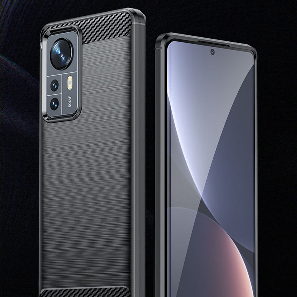 Custodia per Xiaomi 12X / 12, Techsuit, Carbonio, Nera