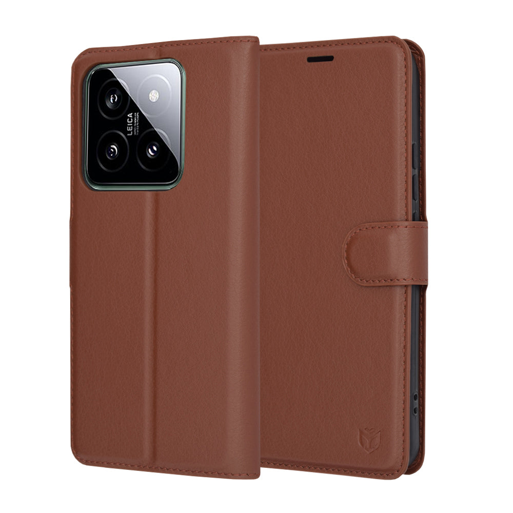 Custodia per Xiaomi 14, Techsuit, Leather Folio, Marrone