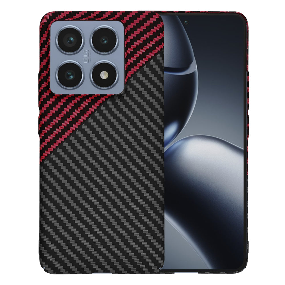 Custodia per Xiaomi 14T Pro, Techsuit, Carbonite FiberShell, Nero Rosso