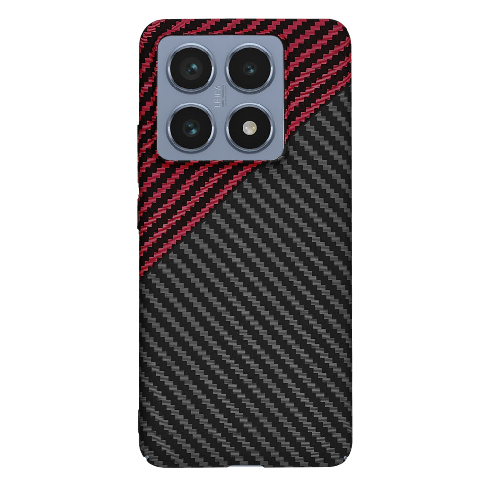 Custodia per Xiaomi 14T Pro, Techsuit, Carbonite FiberShell, Nero Rosso