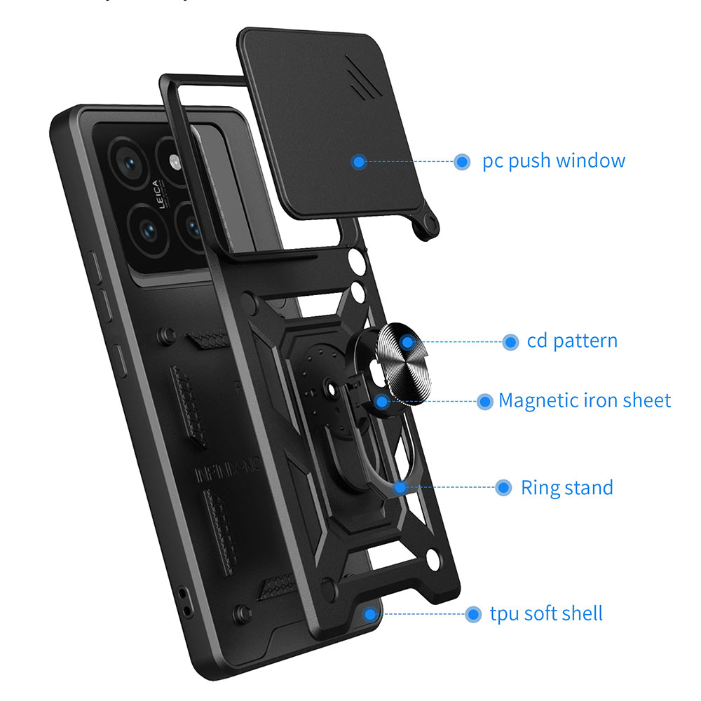 Custodia per Xiaomi 14T, Techsuit, CamShield, Nera