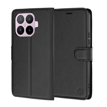 Case for Xiaomi 17T, Techsuit, Leather Folio, Black