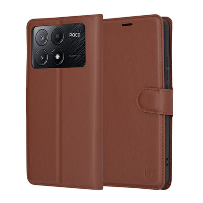 Custodia per Xiaomi Poco X6 Pro, Techsuit, Leather Folio, Marrone