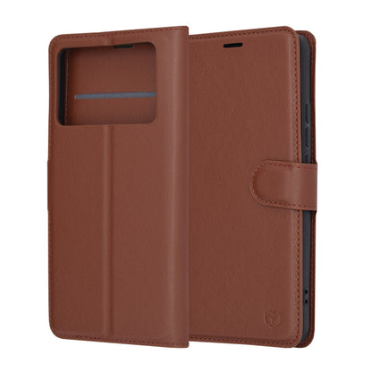 Custodia per Xiaomi Poco X6 Pro, Techsuit, Leather Folio, Marrone