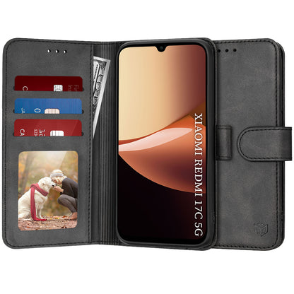 Custodia per Xiaomi Redmi 17C 5G, Techsuit, Diary Book, Nera